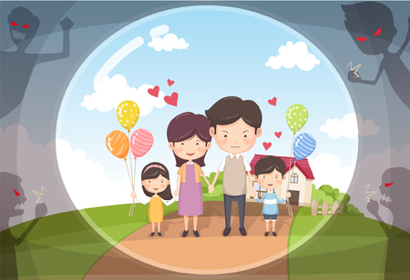 Domestic Violence Awareness Vector Illustrationのイラスト素材