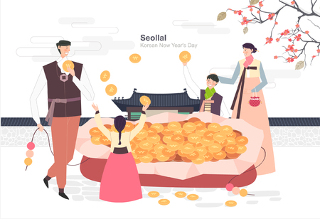 Korean Holiday Promotion Vector Illustrationのイラスト素材