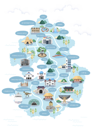 Korean Regional Map Vector Illustrationのイラスト素材