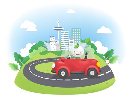 Electric Vehicle Promotion Vector Illustrationのイラスト素材