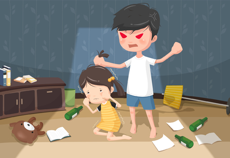 Domestic Violence Awareness Vector Illustrationのイラスト素材