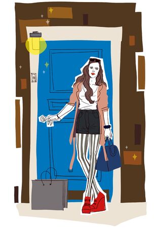 Illustration of A Young Woman's Lifestyleの写真素材