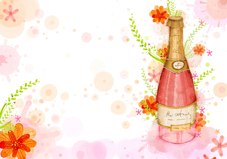 Abstract Flowers Background, Champagne Illustrationの写真素材