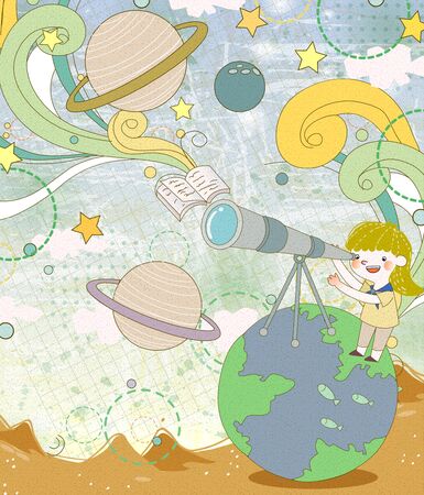 A Class Of Science Exploration Illustrationの写真素材