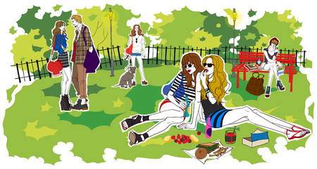 Young Women's Lifestyle Illustrationの写真素材