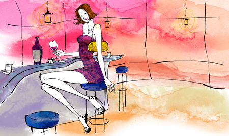 Young Hip Woman's Lifestyle Illustrationの写真素材