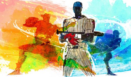 Baseball Action Illustrationの写真素材