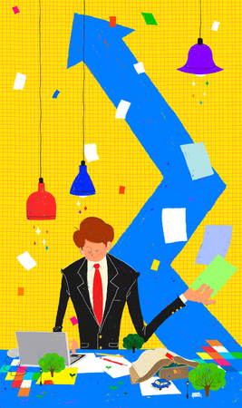 Young Imaginative Businessman Illustrationの写真素材