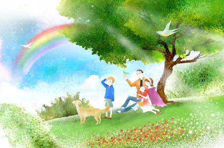 Family Life Illustrationの写真素材