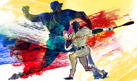 Baseball Action Illustrationの写真素材