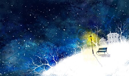 Seasonal Landscape Illustrationの写真素材