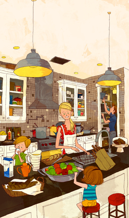 Family Fun Time Illustrationの写真素材