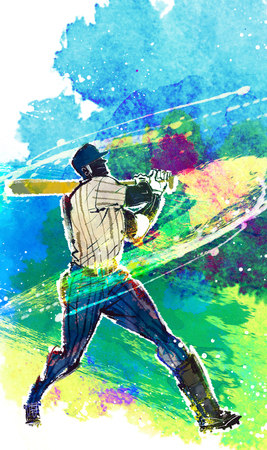 Baseball Action Illustrationの写真素材