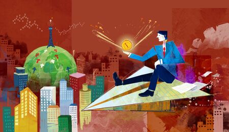 Imaginative Businessman's Life Illustrationの写真素材
