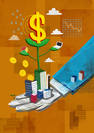 Imaginative Businessman's Life Illustrationの写真素材