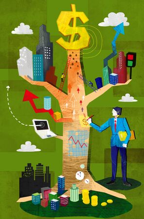 Imaginative Businessman's Life Illustrationの写真素材
