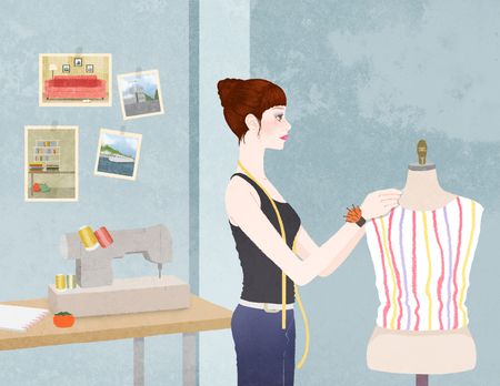 Young Woman's Lifestyle Illustrationの写真素材