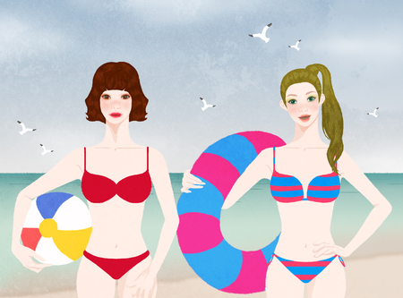 Young Woman's Lifestyle Illustrationの写真素材