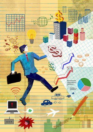 Imaginative Businessman's Life Illustrationの写真素材