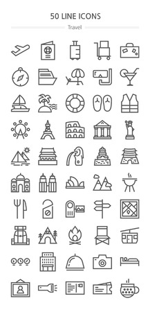 Set of line icons collection- travelのイラスト素材