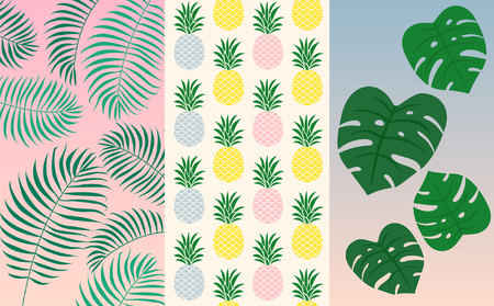 Summery pattern with beautiful leavesのイラスト素材