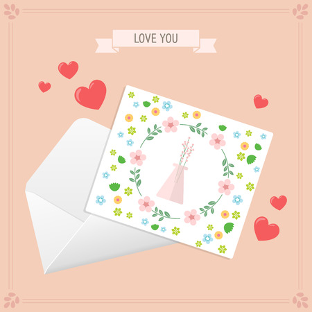 Valentine's day themed romantic illustration-cardのイラスト素材