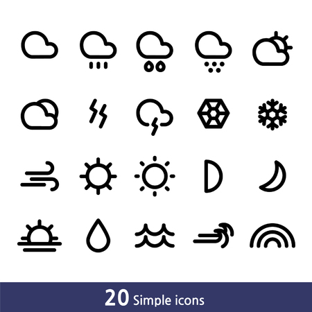 Set of simple line icons_weatherのイラスト素材