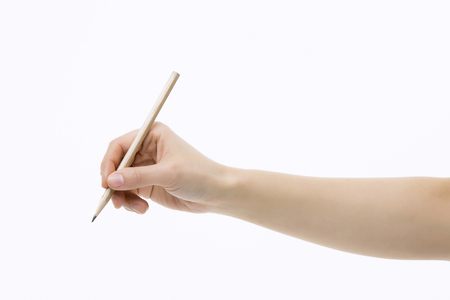 Hand Holding A Pencil Close-Upの写真素材