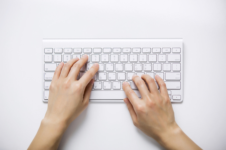Hands typing Close-Upの写真素材