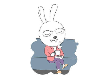 Animal character vector illustration-rabbitのイラスト素材