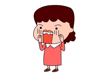 Funny Asian mom character vector illustrationのイラスト素材
