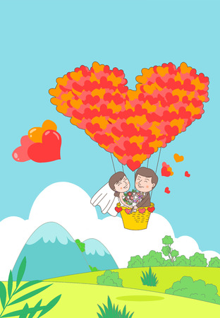 Newlyweds In Airのイラスト素材