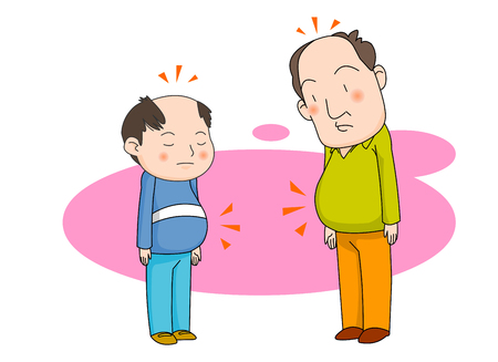 Two middle aged males with pot belliesのイラスト素材