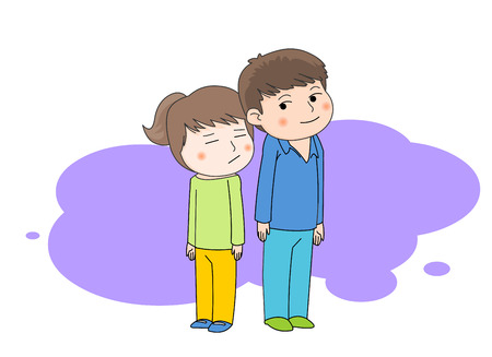 Teenage boy and girlのイラスト素材