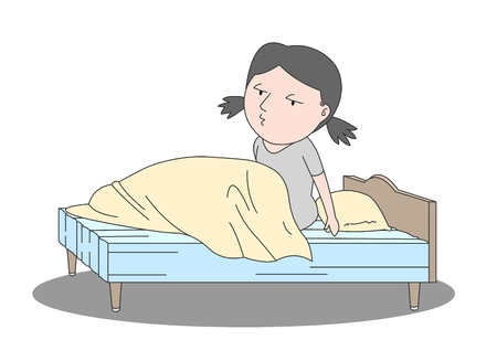 Girl getting up in the morningのイラスト素材