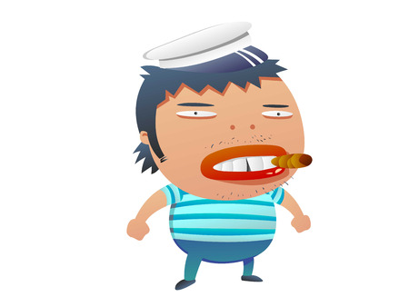 Crazy man smoking a cigarのイラスト素材