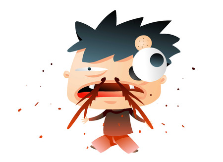Dorky boy bleeding from the noseのイラスト素材