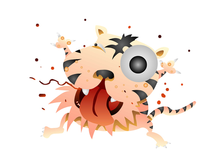Crazy looking tiger making a weird faceのイラスト素材