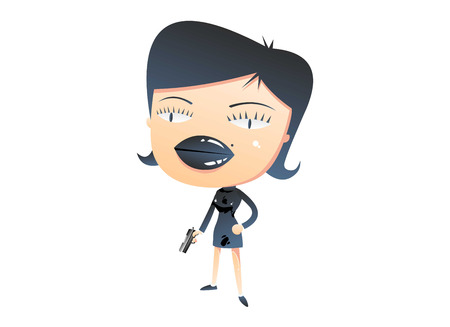 Girl with a gunのイラスト素材
