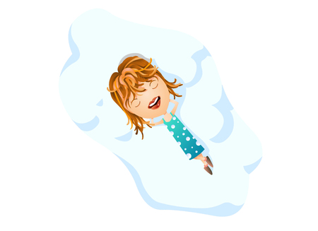 Woman sleeping on a cloudのイラスト素材