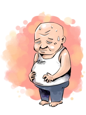 Old man with a big bellyの写真素材