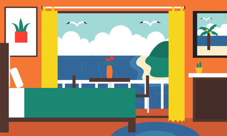 Commercial interior vector illustration_hotelのイラスト素材