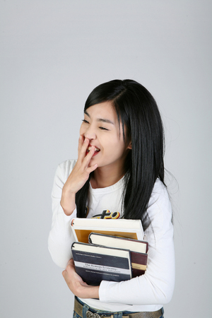 Asian students- Isolated on studio shotのeditorial素材