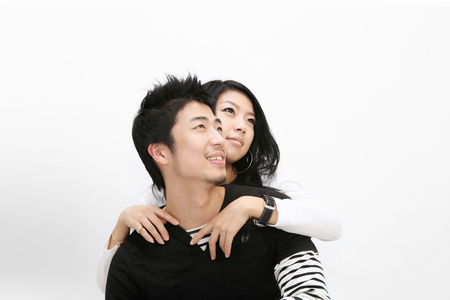 Asian students- Isolated on studio shotの写真素材