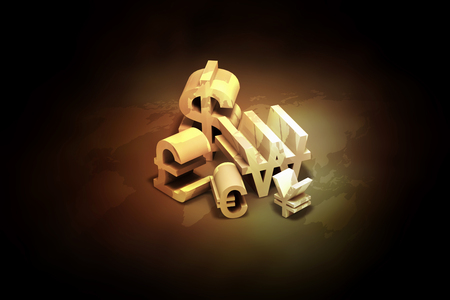 3D currency symbolsの写真素材