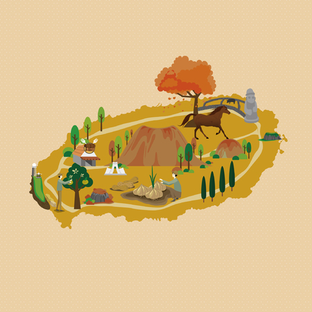 Autumn in Jeju - vector illustrationのイラスト素材