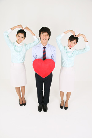 Asian flight attendants - isolated on whiteの写真素材