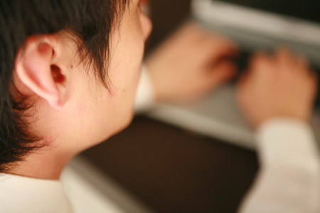 Close up view of hands and documents folderの写真素材