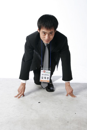Young Asian businessman posing in the studio - isolated on whiteのeditorial素材