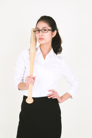 Asian businesswoman posing in the studio - isolated on whiteの写真素材